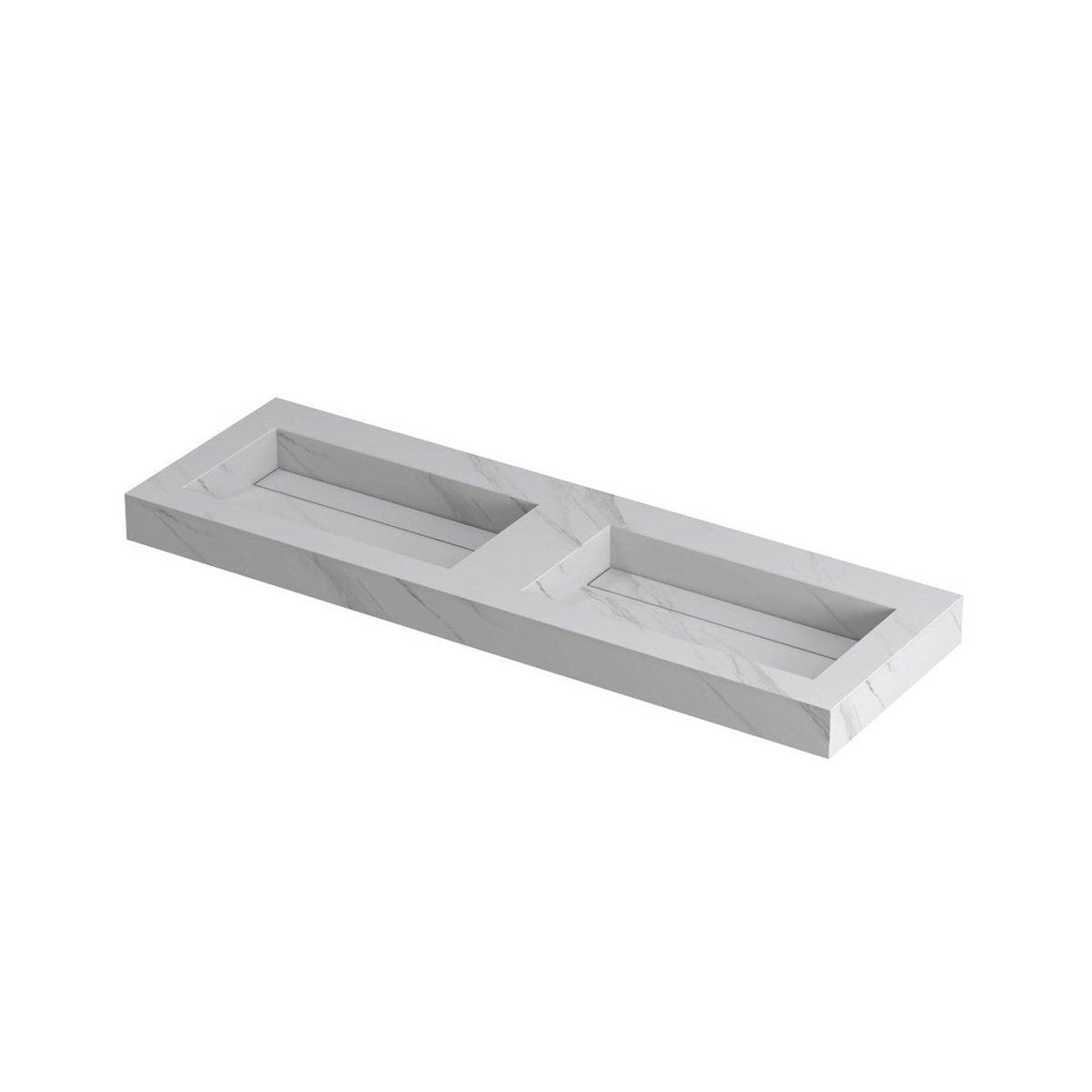 Ink Pitch meubelwastafel 120x45cm keramische slab - dubbel - zonder kraangaten - calacatta mat