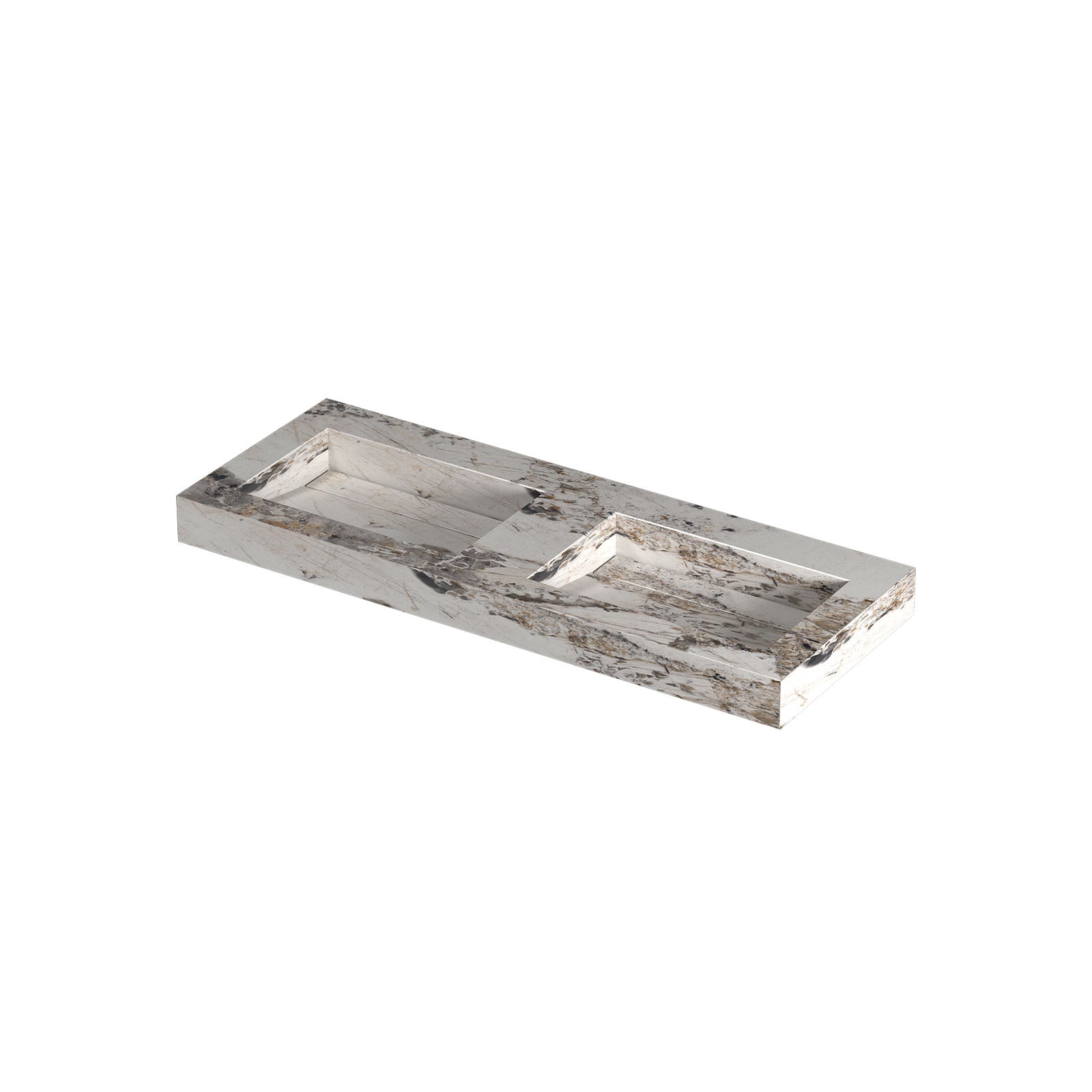 Ink Pitch meubelwastafel 120x45cm keramische slab - dubbel - zonder kraangaten - Island Glossy
