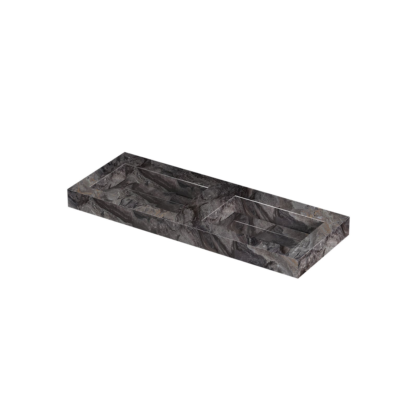 Ink Pitch meubelwastafel 120x45cm keramische slab - dubbel - zonder kraangaten - Venice Brown Glossy