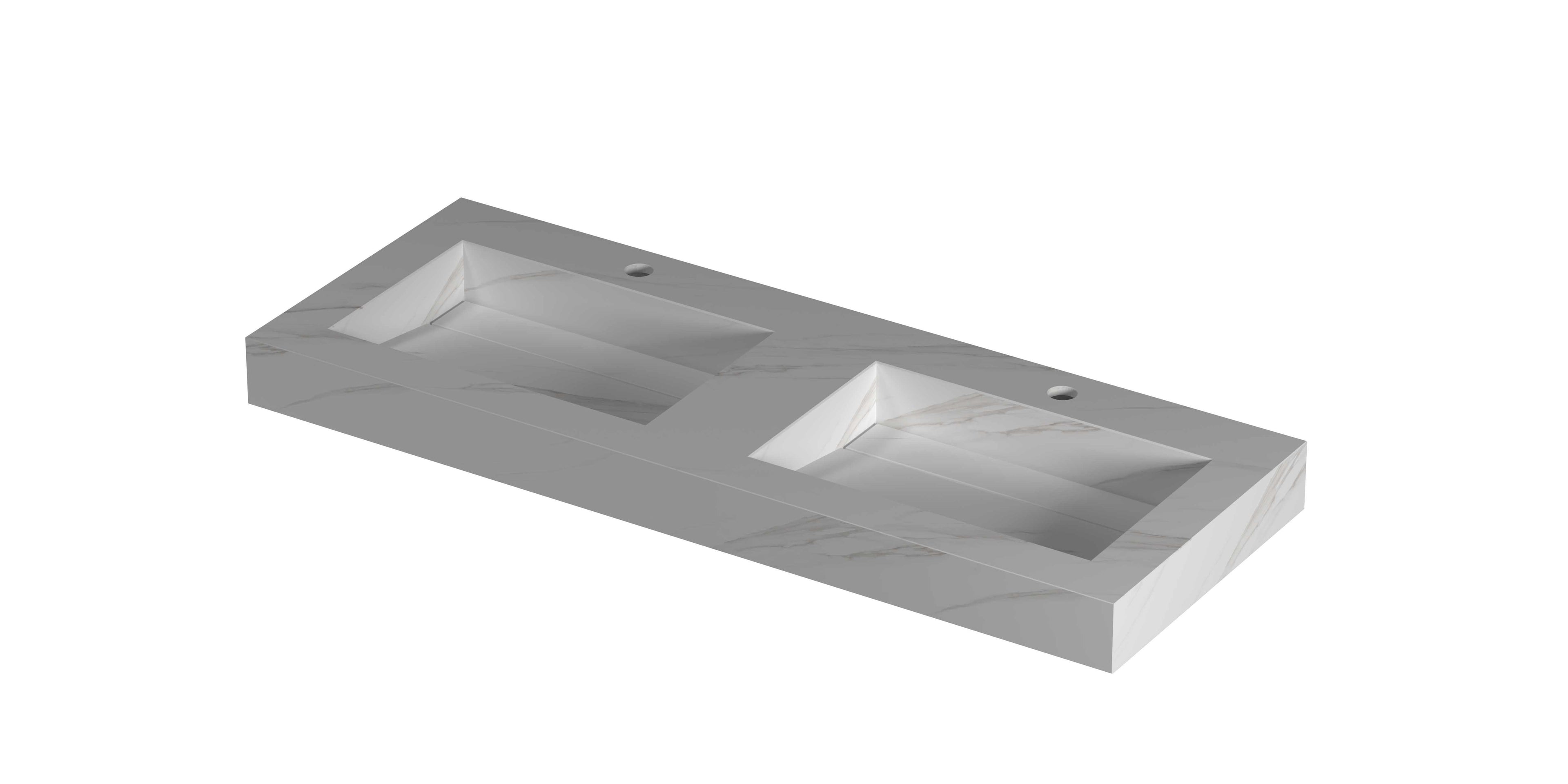 Ink Pitch meubelwastafel 120x45cm keramische slab - dubbel - 2 kraangaten - calacatta mat