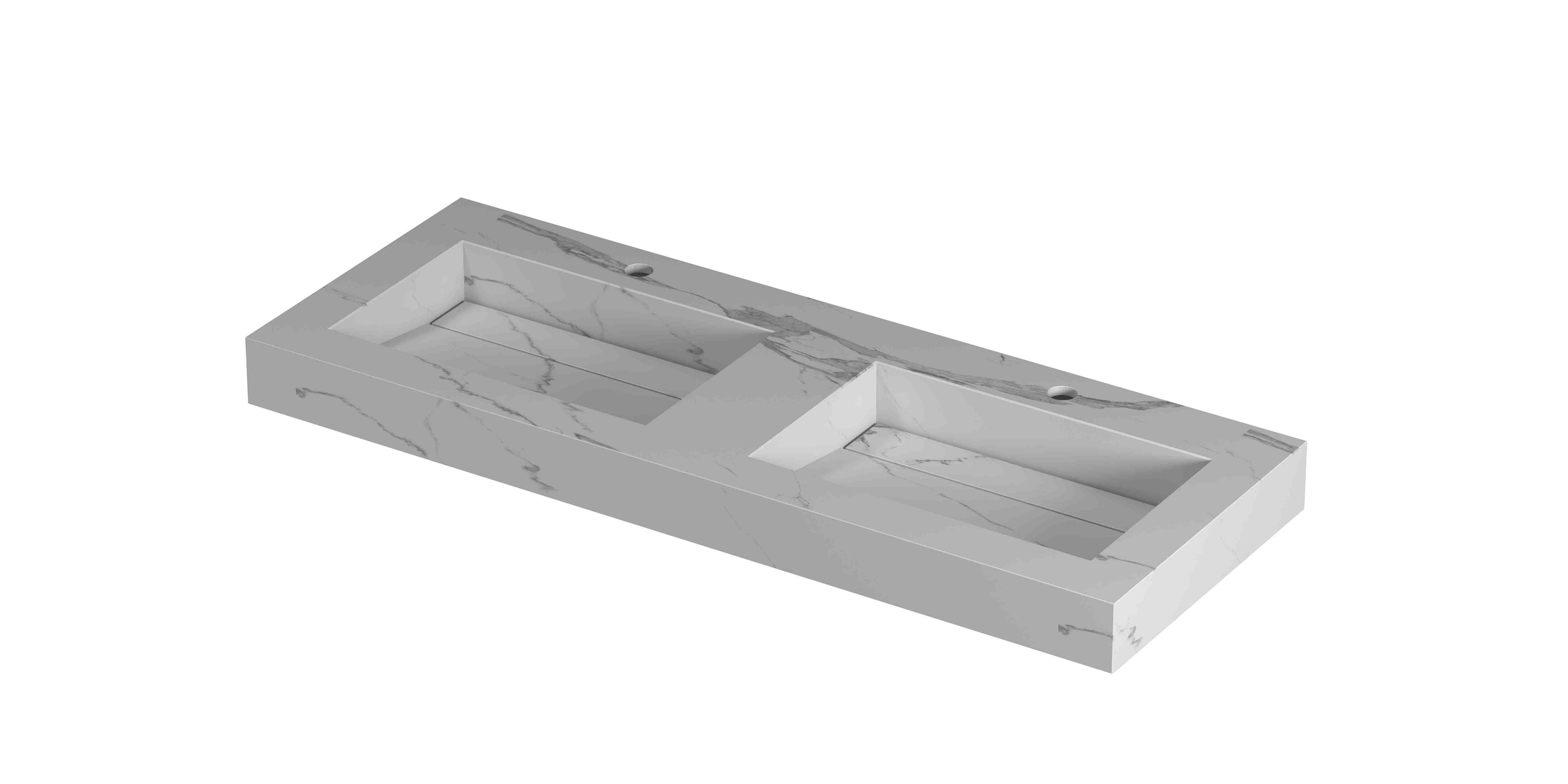 Ink Pitch meubelwastafel 120x45cm keramische slab - dubbel - 2 kraangaten - statuario glans