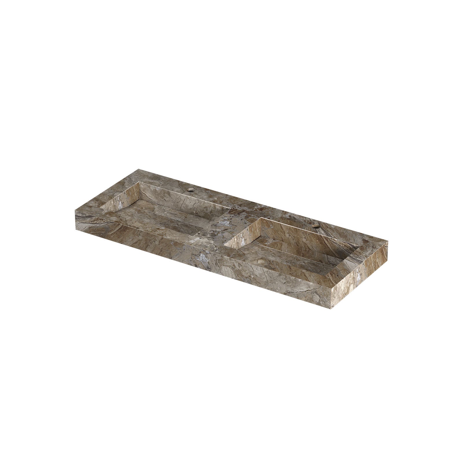 Ink Pitch meubelwastafel 120x45cm keramische slab - dubbel - 2 kraangaten - Earth Glossy