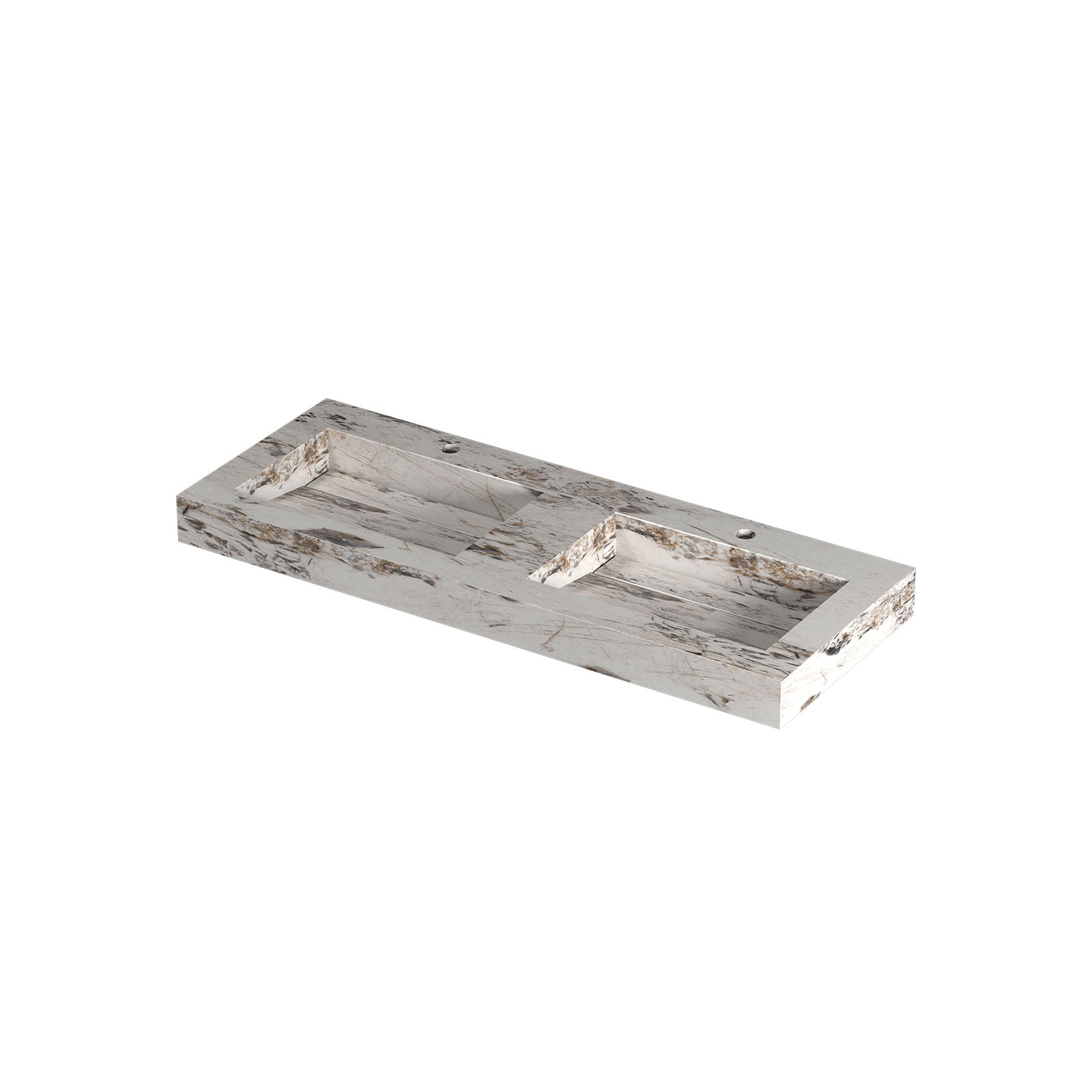 Ink Pitch meubelwastafel 120x45cm keramische slab - dubbel - 2 kraangaten - Island Glossy