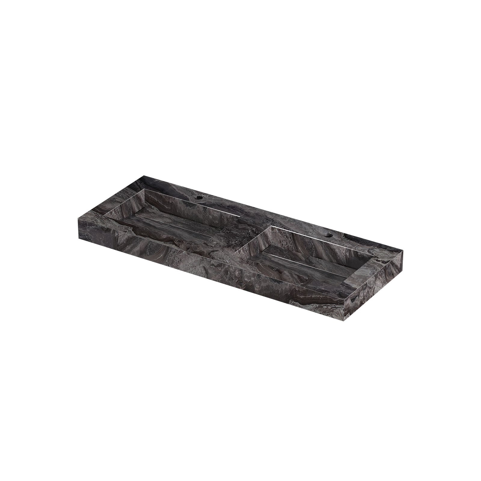 Ink Pitch meubelwastafel 120x45cm keramische slab - dubbel - 2 kraangaten - Venice Brown Glossy