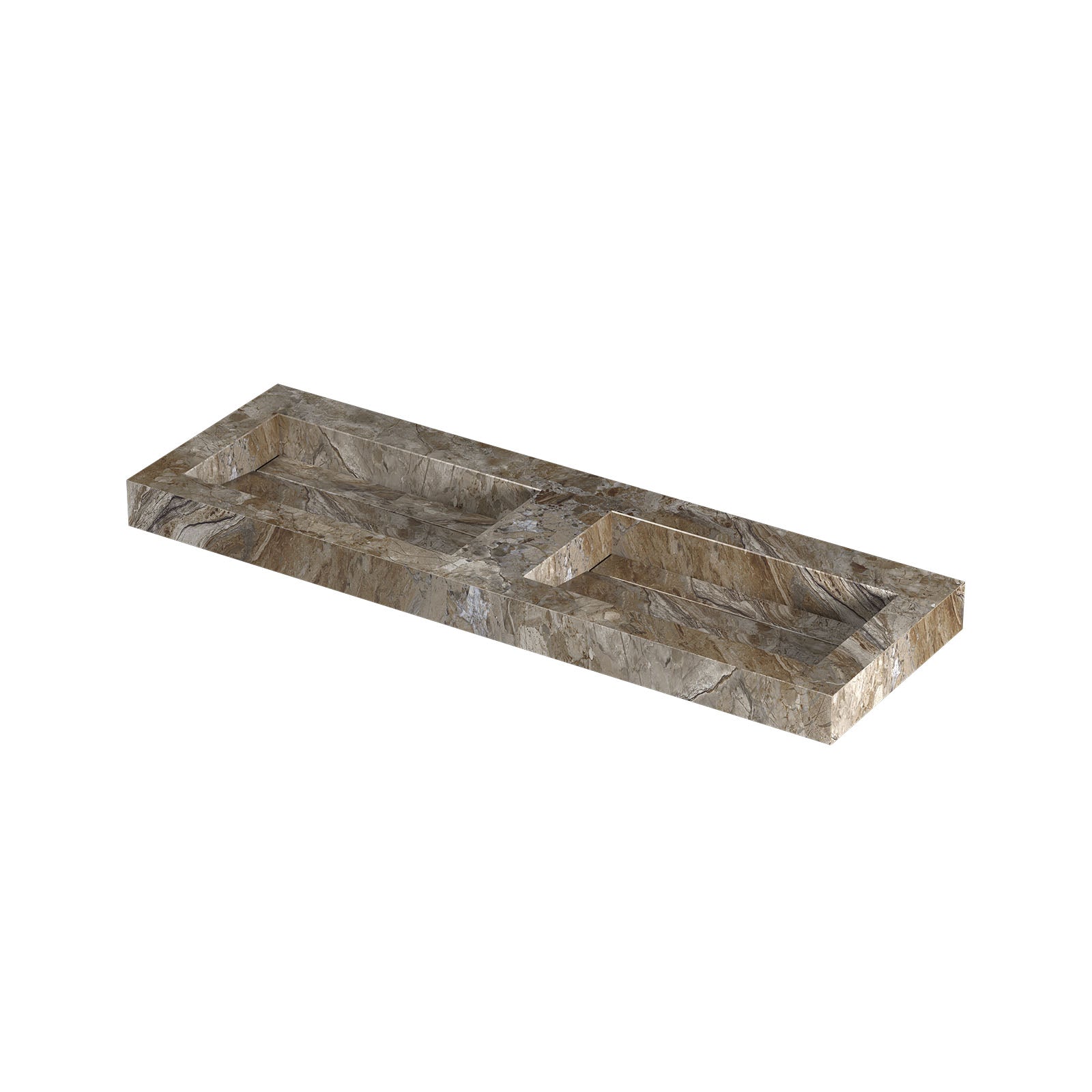 Ink Pitch meubelwastafel 140x45cm keramische slab - dubbel - zonder kraangaten - Earth Glossy