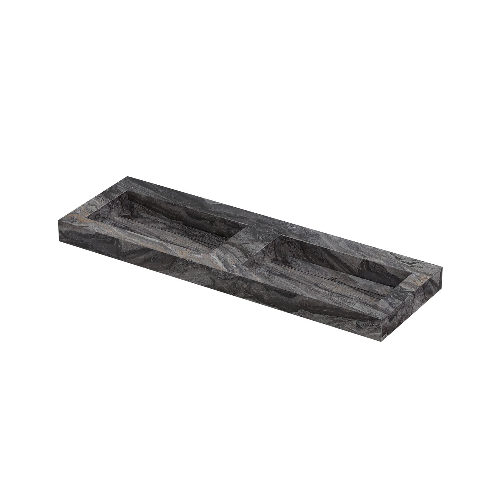 Ink Pitch meubelwastafel 140x45cm keramische slab - dubbel - zonder kraangaten - Venice Brown Glossy