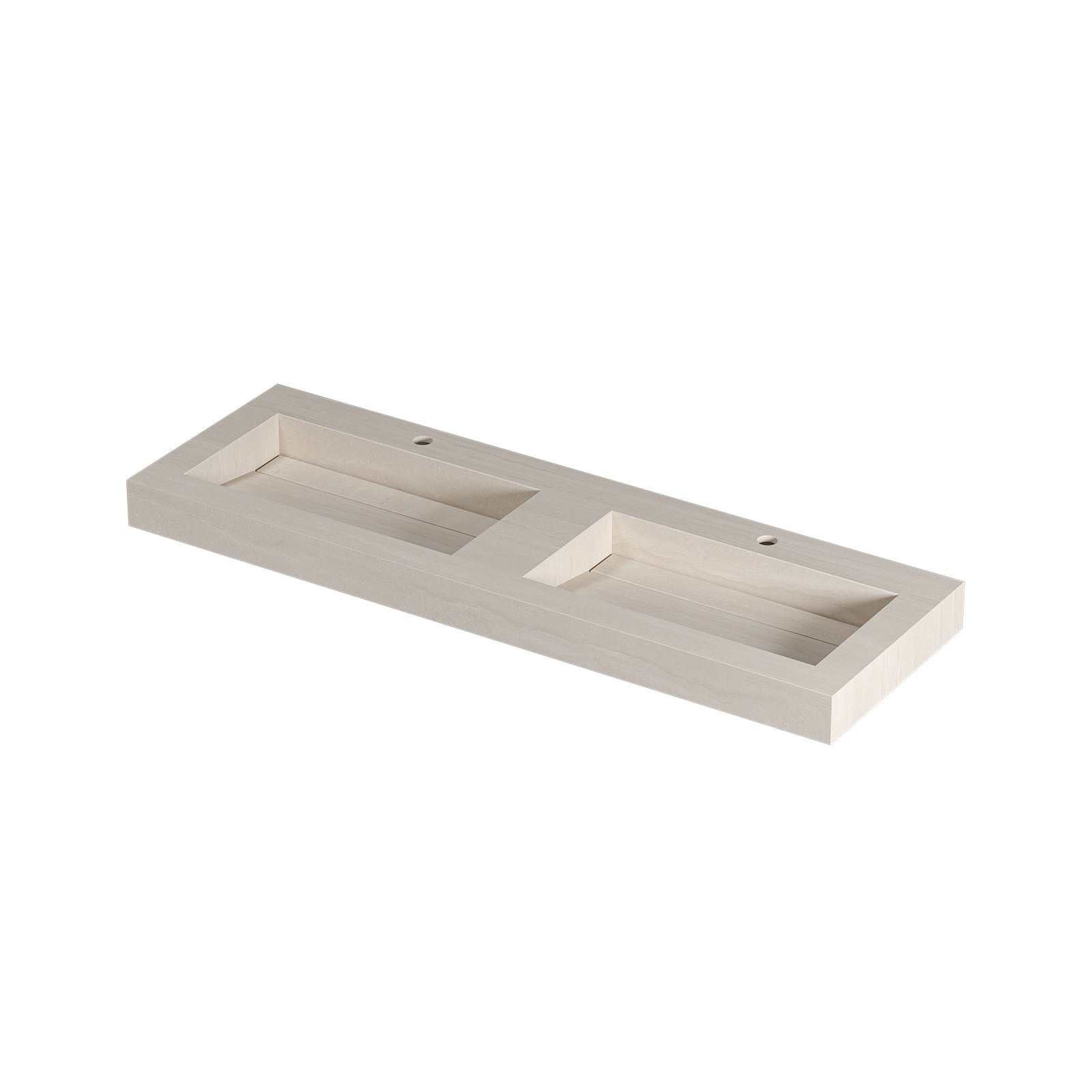 Ink Pitch meubelwastafel 140x45cm keramische slab - dubbel - 2 kraangaten - travertin mat