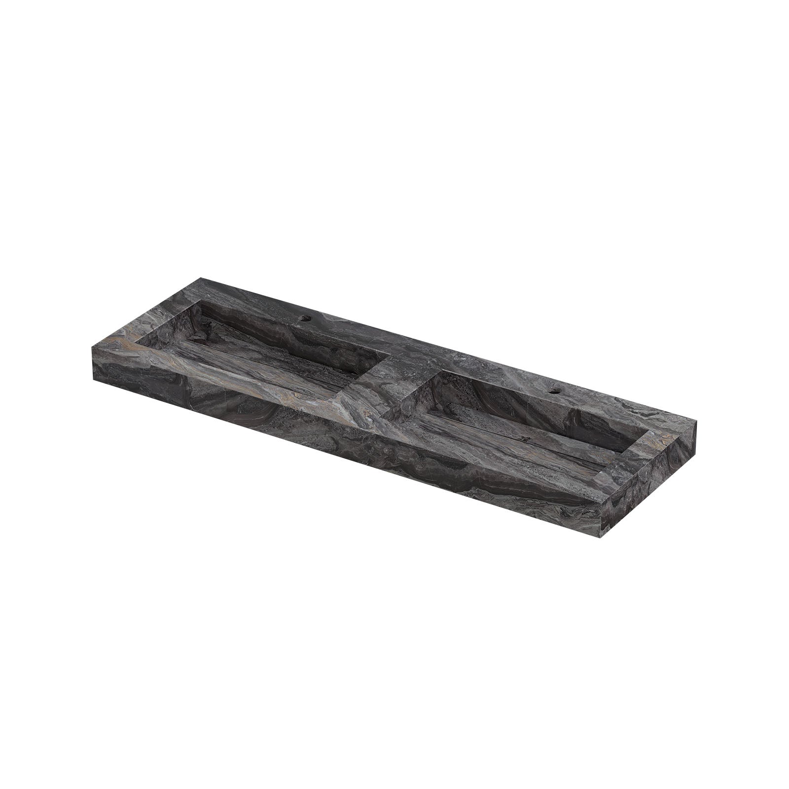 Ink Pitch meubelwastafel 140x45cm keramische slab - dubbel - 2 kraangaten - Venice Brown Glossy