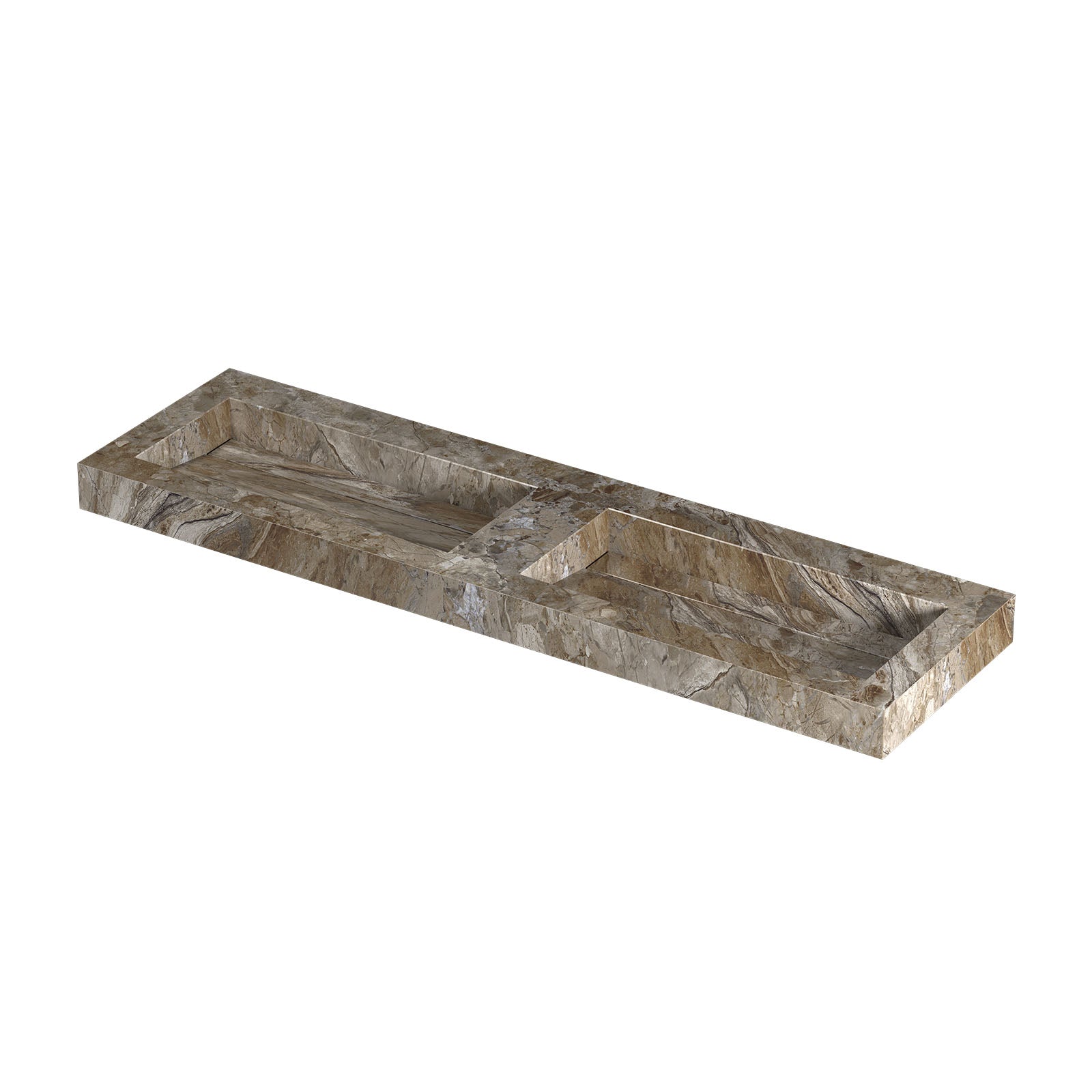Ink Pitch meubelwastafel 160x45cm keramische slab - dubbel - zonder kraangaten - Earth Glossy
