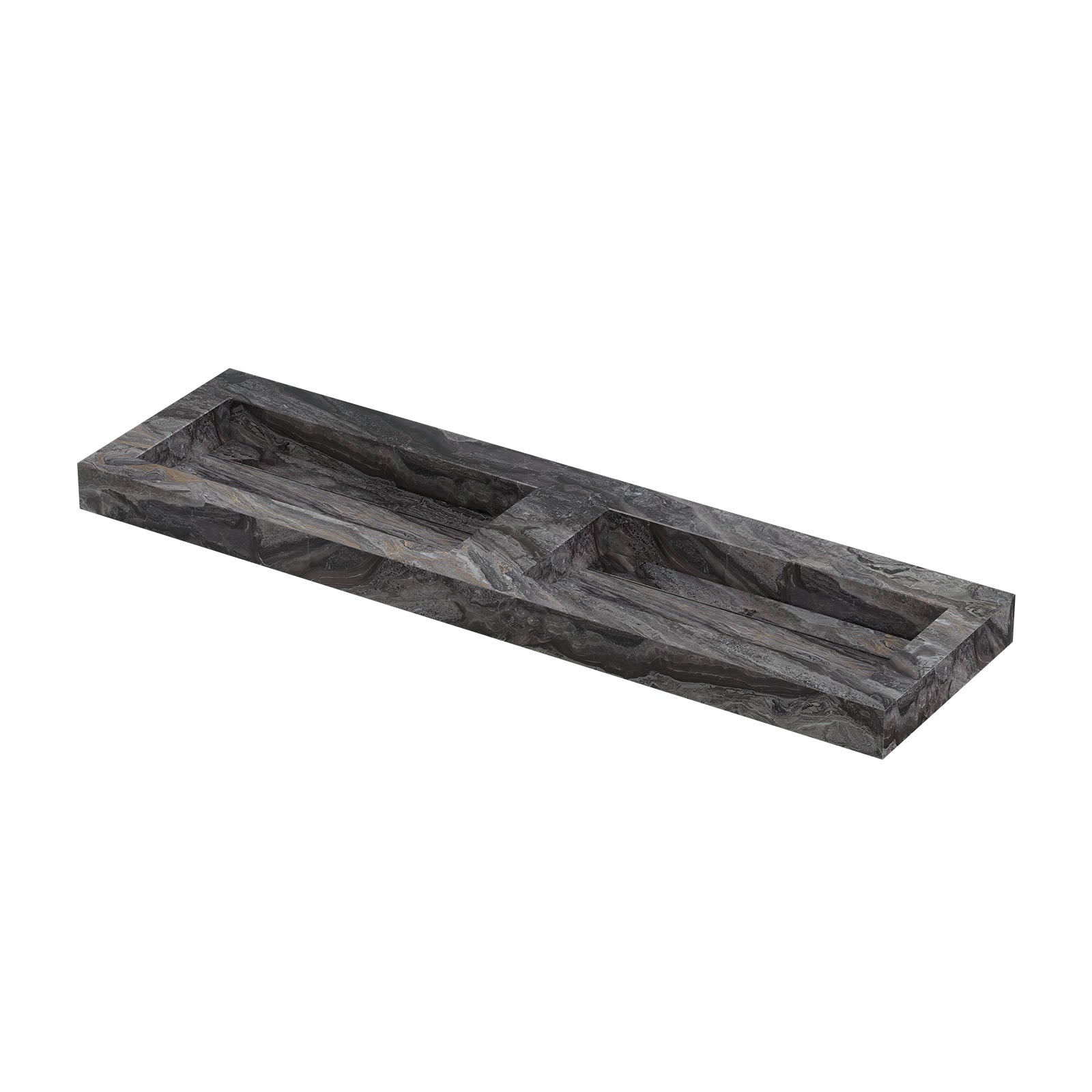 Ink Pitch meubelwastafel 160x45cm keramische slab - dubbel - zonder kraangaten - Venice Brown Glossy