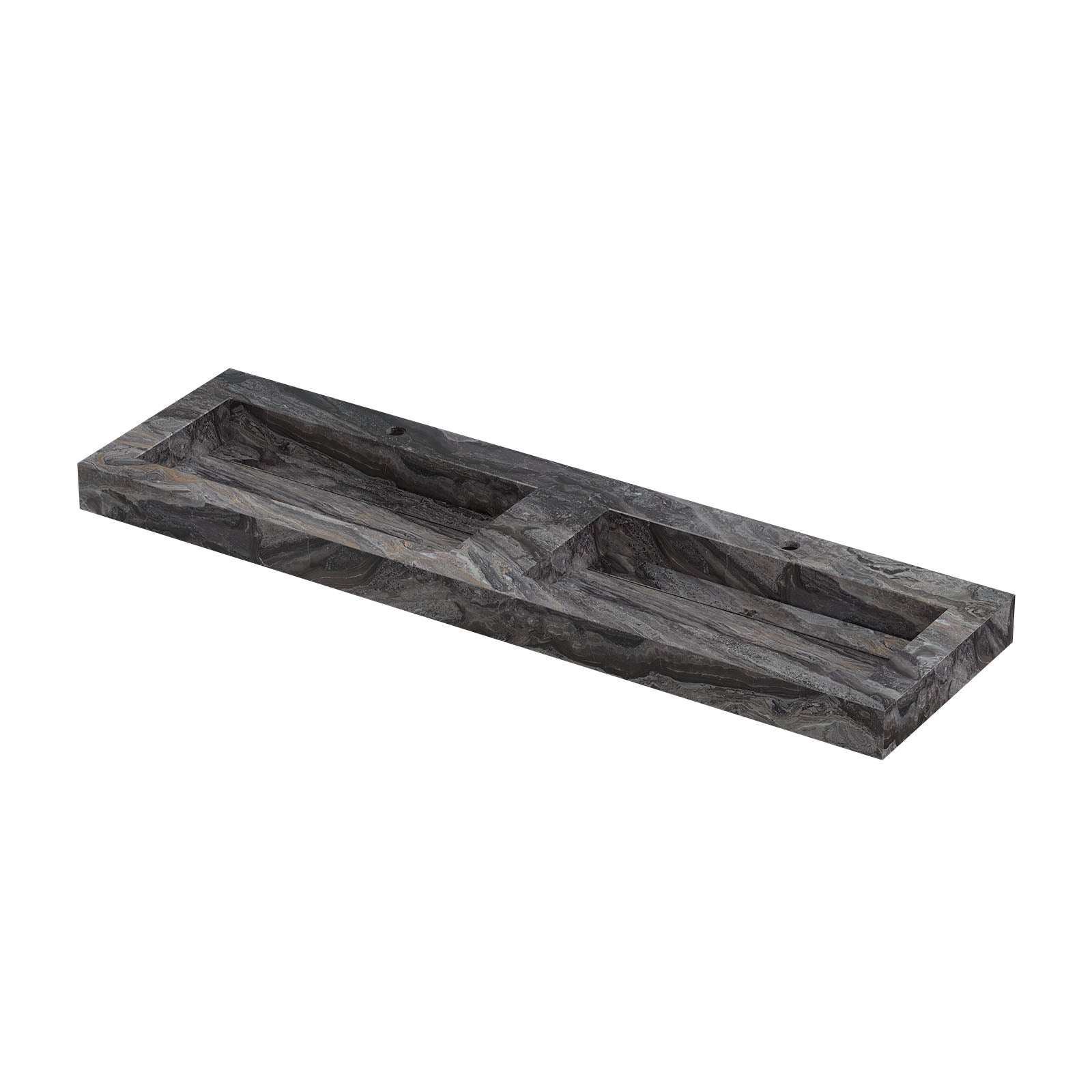 Ink Pitch meubelwastafel 160x45cm keramische slab - dubbel - 2 kraangaten - Venice Brown Glossy