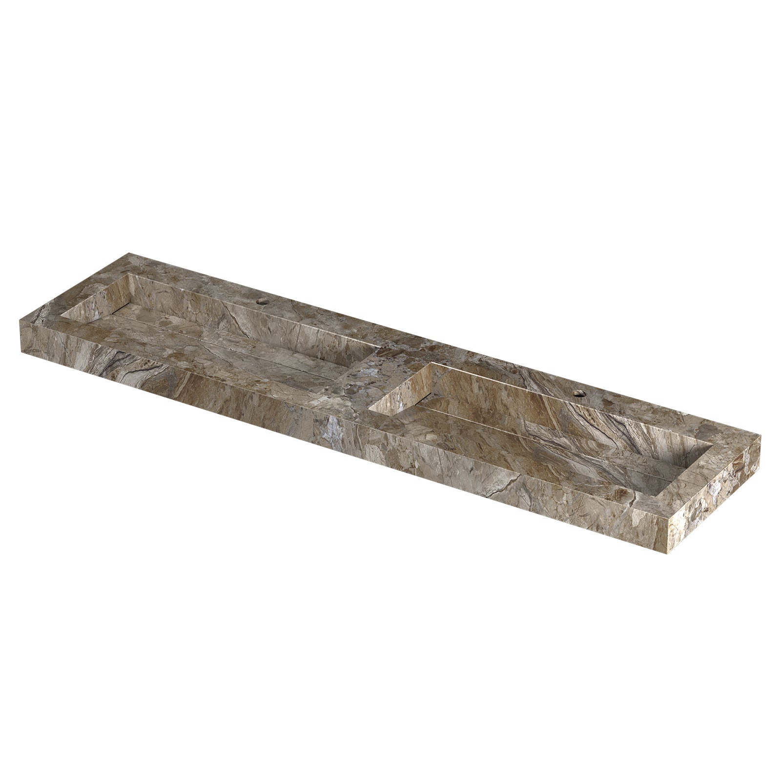 Ink Pitch meubelwastafel 180x45cm keramische slab - dubbel - 2 kraangaten - Earth Glossy