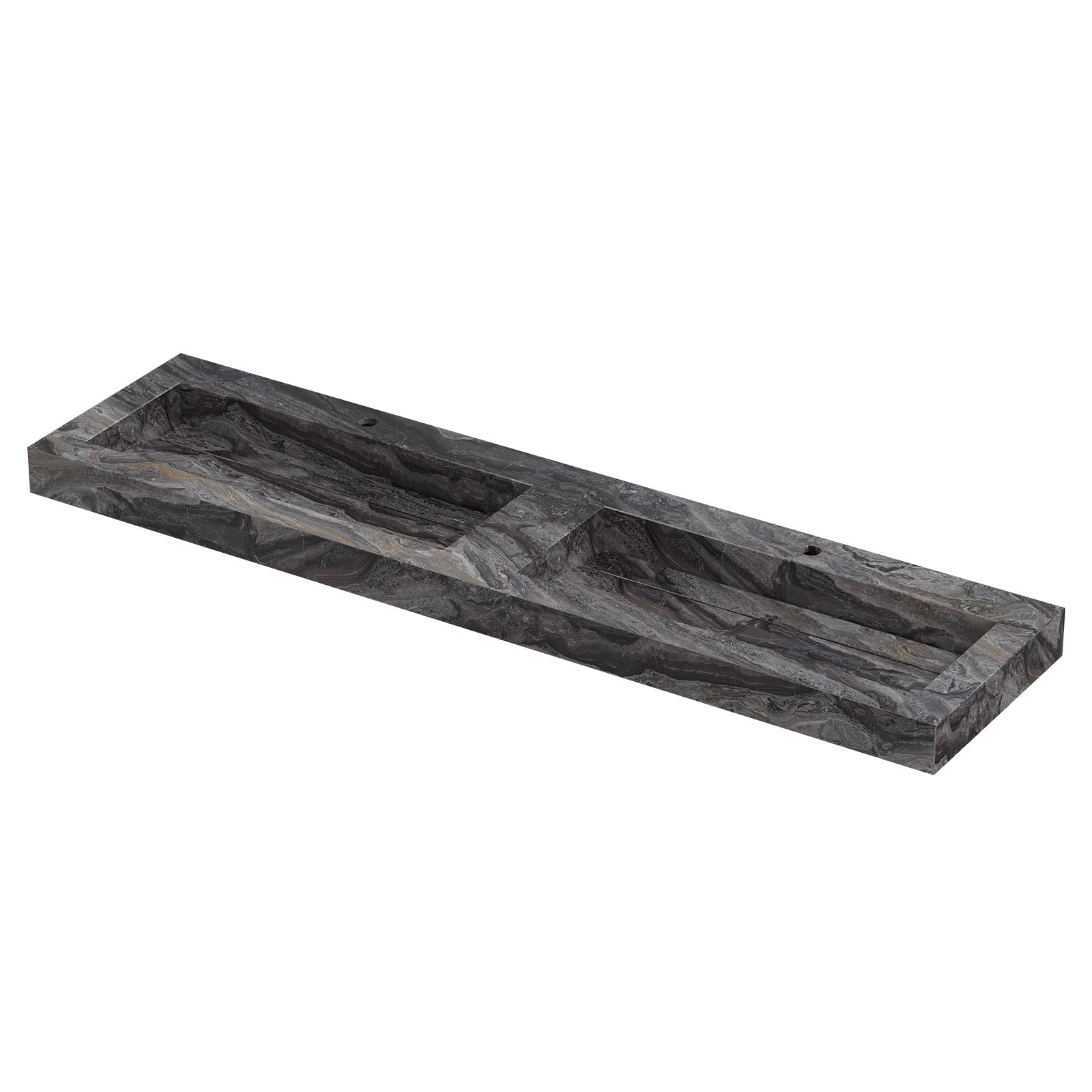 Ink Pitch meubelwastafel 180x45cm keramische slab - dubbel - 2 kraangaten - Venice Brown Glossy