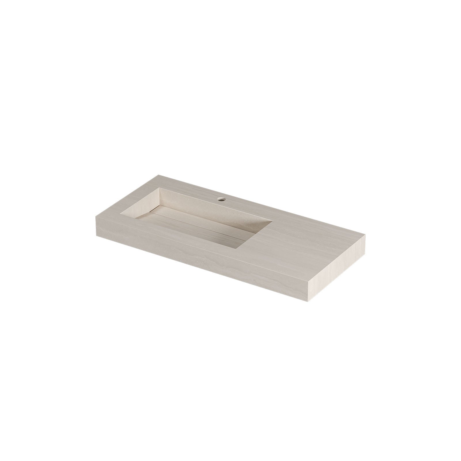 Ink Pitch meubelwastafel 100x45cm keramische slab - links - 1 kraangat - travertin mat