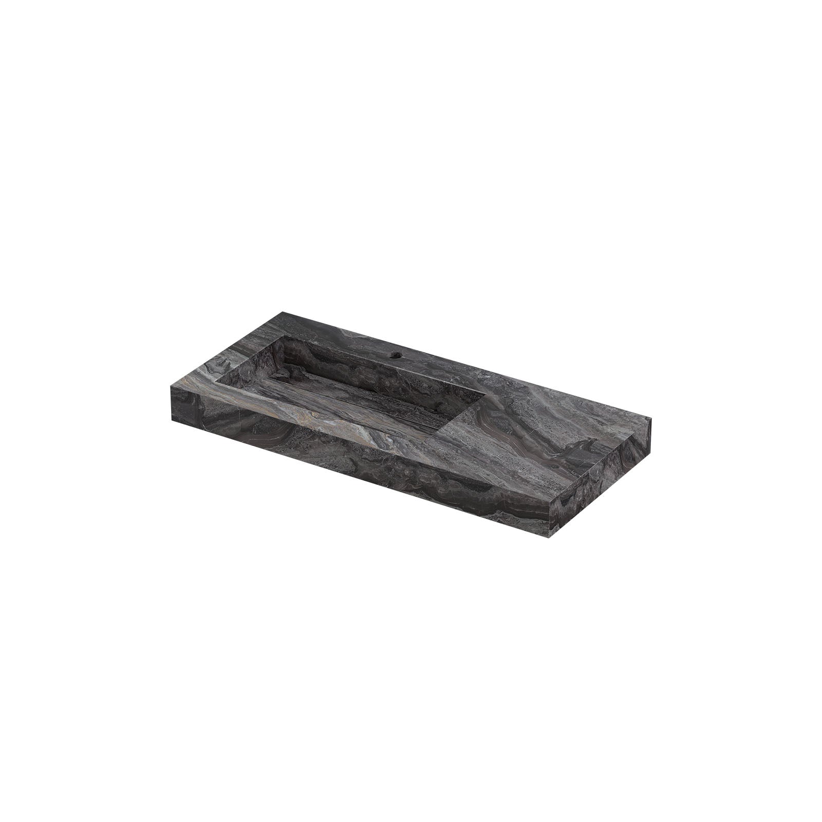 Ink Pitch meubelwastafel 100x45cm keramische slab - links - 1 kraangat - Venice Brown Glossy