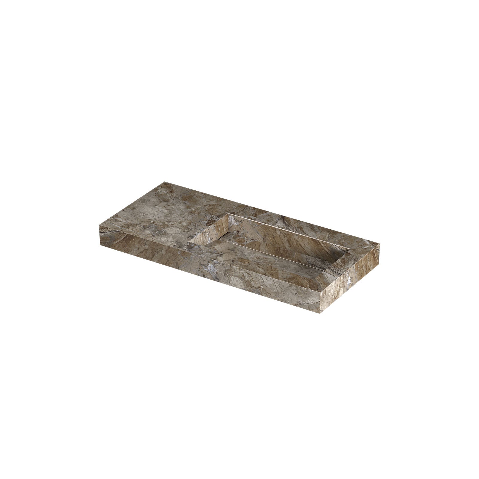 Ink Pitch meubelwastafel 100x45cm keramische slab - rechts - zonder kraangat - Earth Glossy