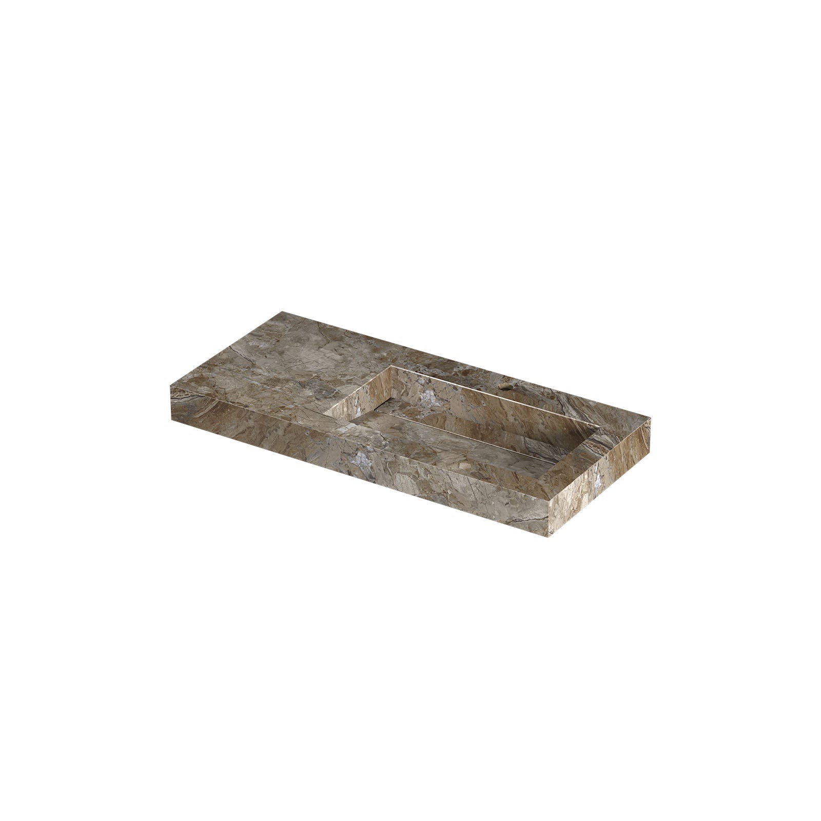 Ink Pitch meubelwastafel 100x45cm keramische slab - rechts - 1 kraangat - Earth Glossy