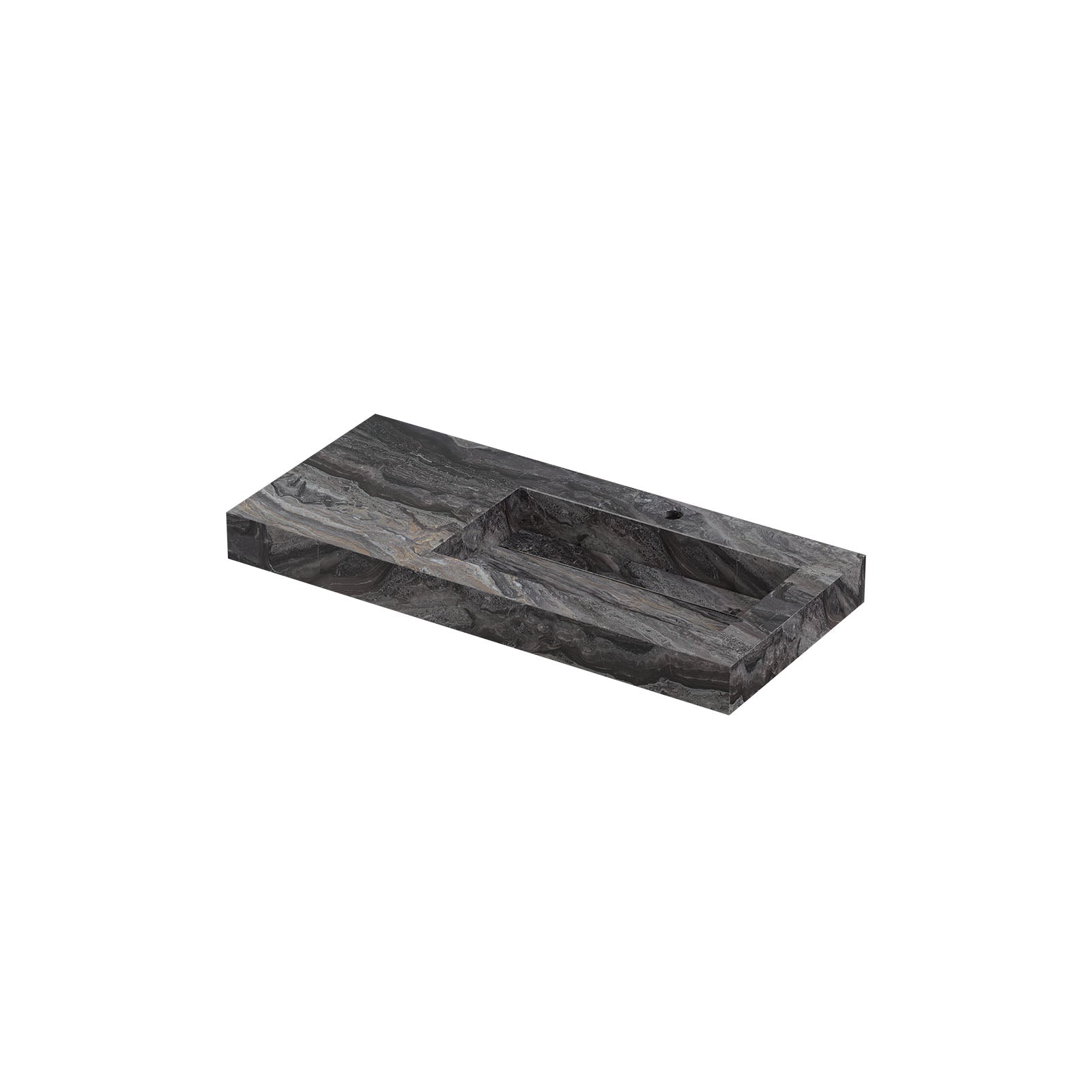 Ink Pitch meubelwastafel 100x45cm keramische slab - rechts - 1 kraangat - Venice Brown Glossy