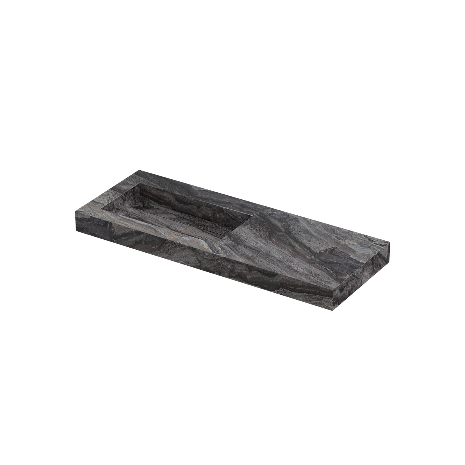 Ink Pitch meubelwastafel 120x45cm keramische slab - links - zonder kraangat - Venice Brown Glossy
