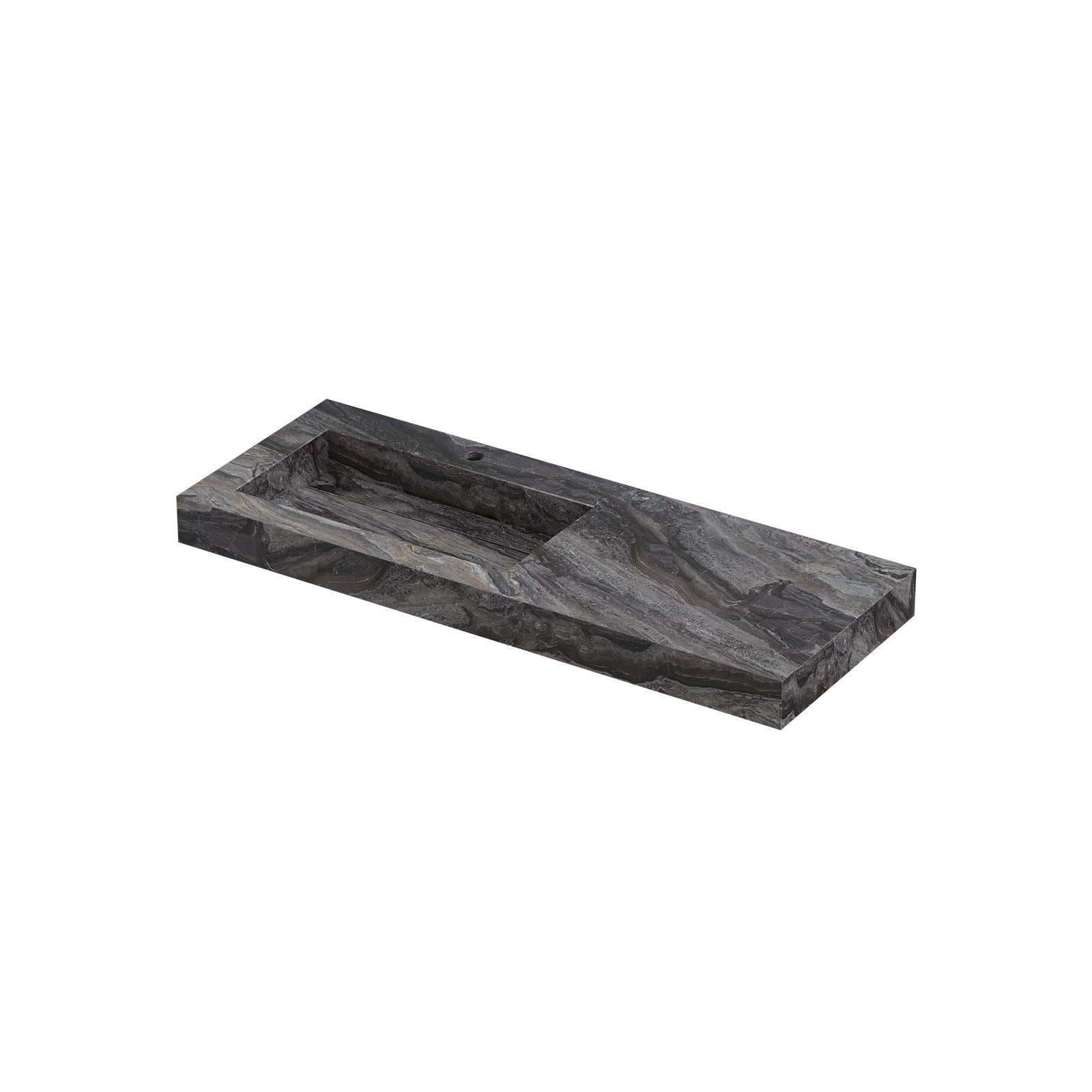Ink Pitch meubelwastafel 120x45cm keramische slab - links - 1 kraangat - Venice Brown Glossy