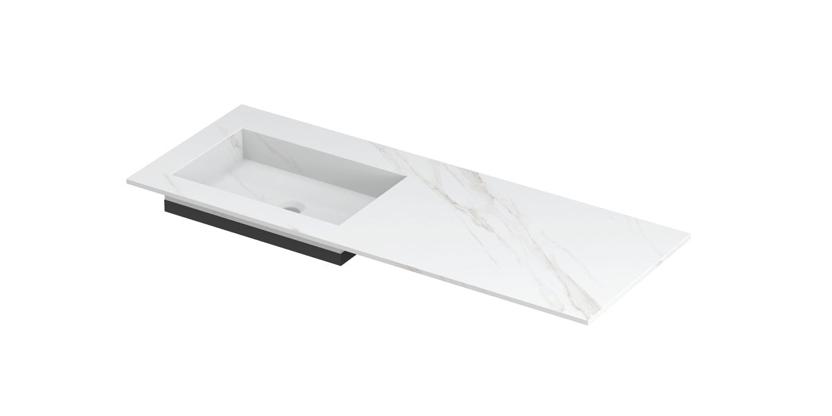 Ink Post meubelwastafel 120x45cm keramische slab - links - zonder kraangat - calacatta mat