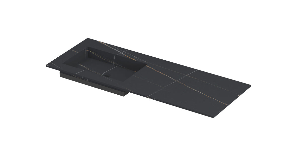 Ink Post meubelwastafel 120x45cm keramische slab - links - zonder kraangat - lauren black mat