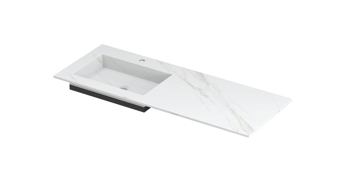 Ink Post meubelwastafel 120x45cm keramische slab - links - 1 kraangat - calacatta mat