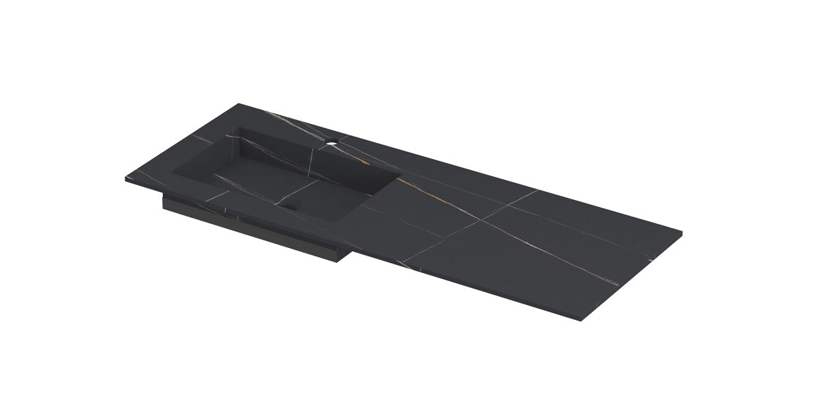 Ink Post meubelwastafel 120x45cm keramische slab - links - 1 kraangat - lauren black mat