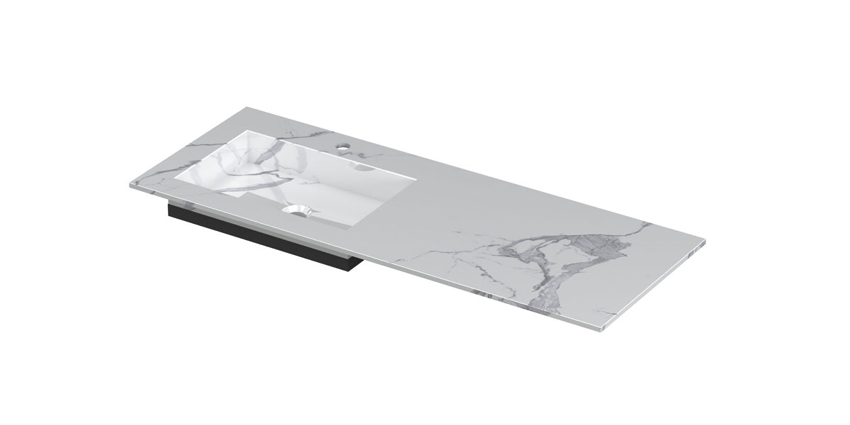 Ink Post meubelwastafel 120x45cm keramische slab - links - 1 kraangat - statuario glans