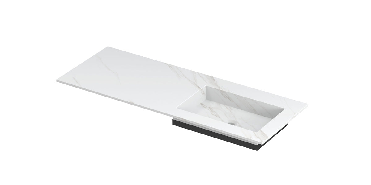 Ink Post meubelwastafel 120x45cm keramische slab - rechts - zonder kraangat - calacatta mat