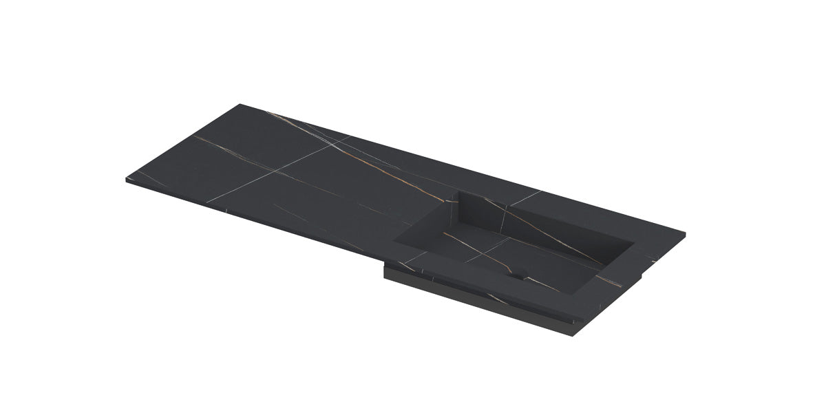 Ink Post meubelwastafel 120x45cm keramische slab - rechts - zonder kraangat - lauren black mat