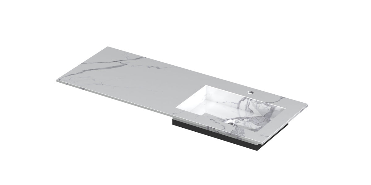 Ink Post meubelwastafel 120x45cm keramische slab - rechts - 1 kraangat - statuario glans