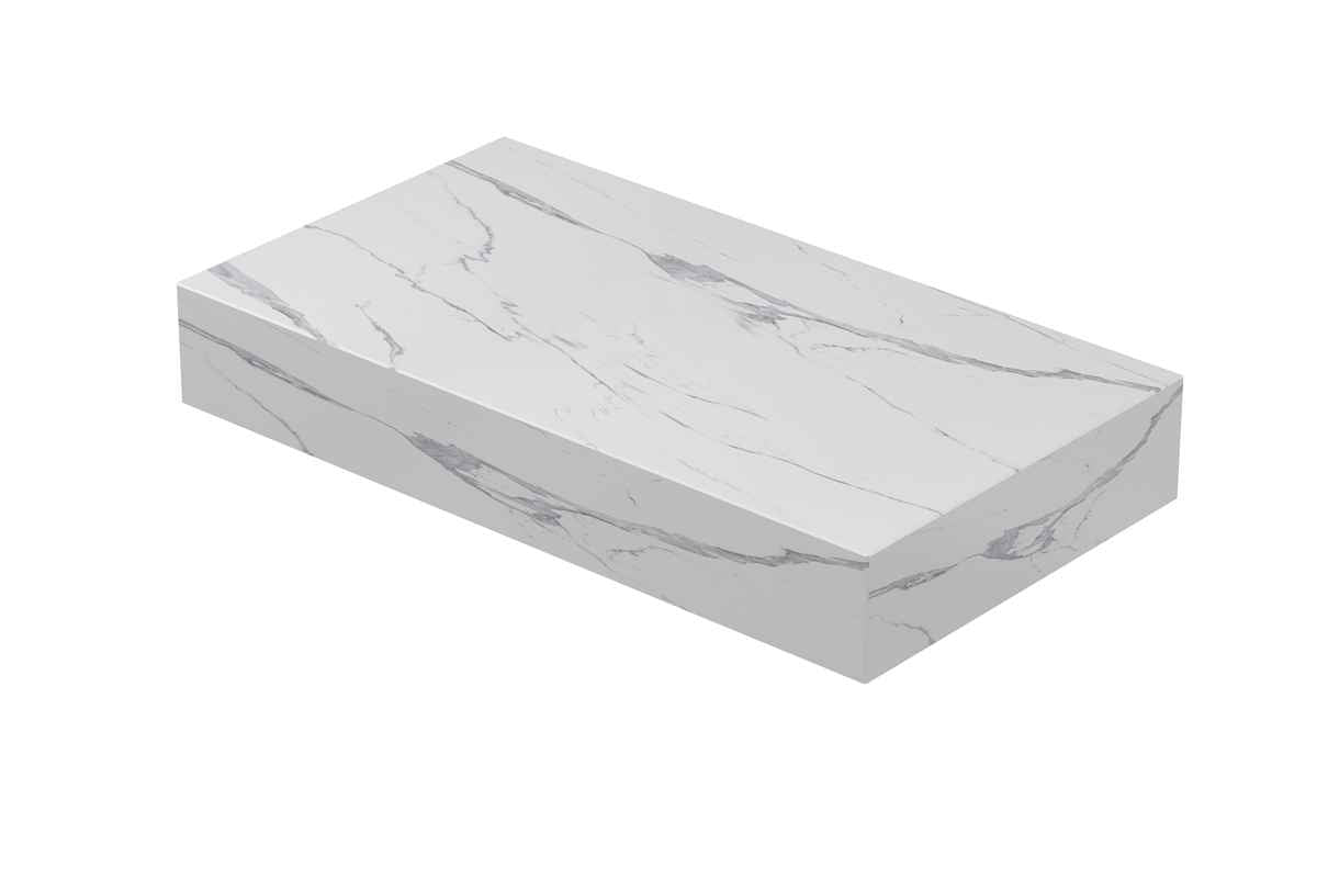 Ink Blocq fonteinplateau 40x22cm keramische slab - zonder uitsparing - statuario glans