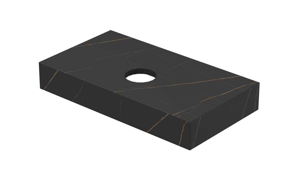 Ink Blocq fonteinplateau 40x22cm keramische slab - met uitsparing - lauren black mat