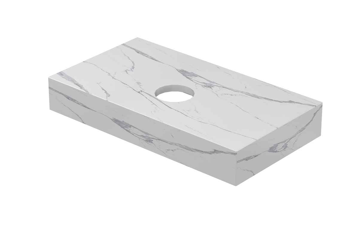 Ink Blocq fonteinplateau 40x22cm keramische slab - met uitsparing - statuario glans