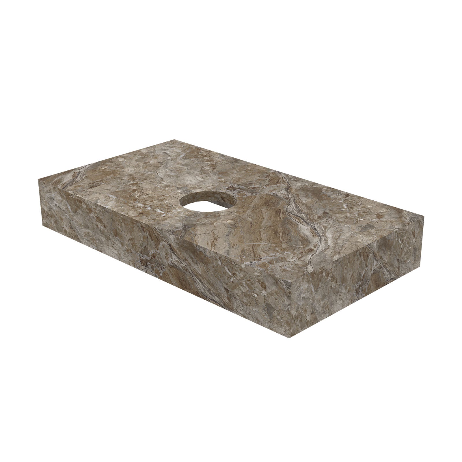 Ink Blocq fonteinplateau 40x22cm keramische slab - met uitsparing - Earth Glossy
