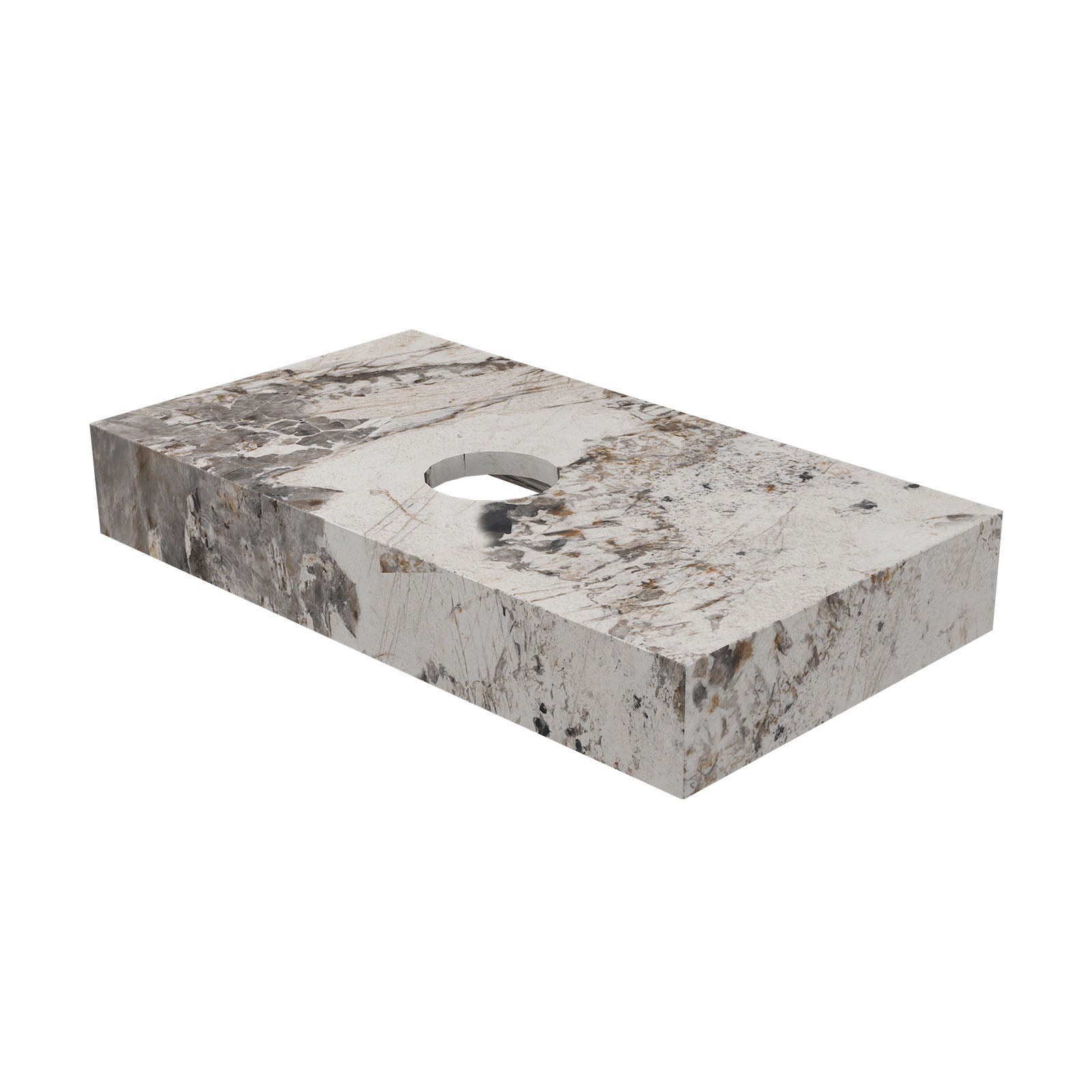 Ink Blocq fonteinplateau 40x22cm keramische slab - met uitsparing - Island Glossy
