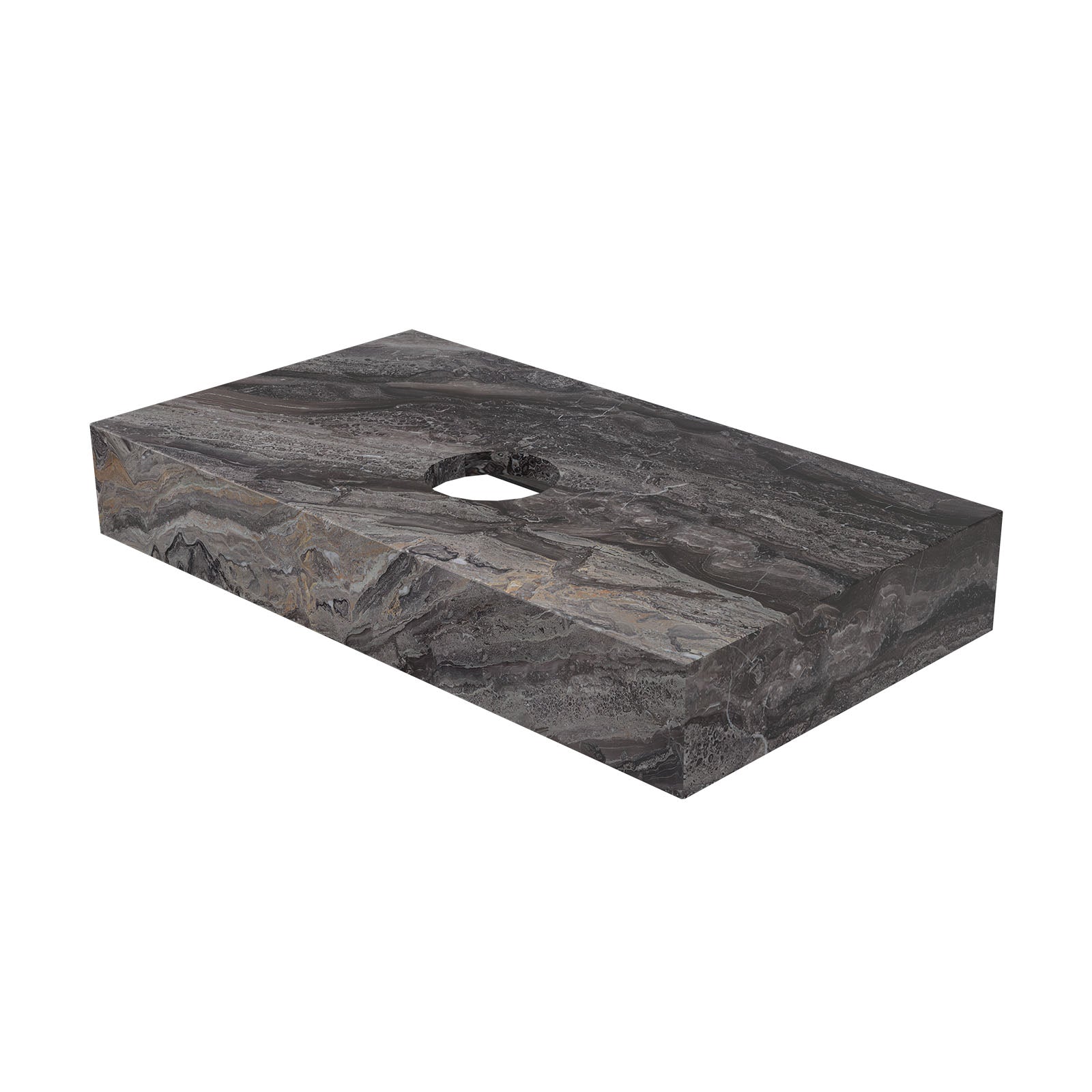 Ink Blocq fonteinplateau 40x22cm keramische slab - met uitsparing - Venice Brown Glossy