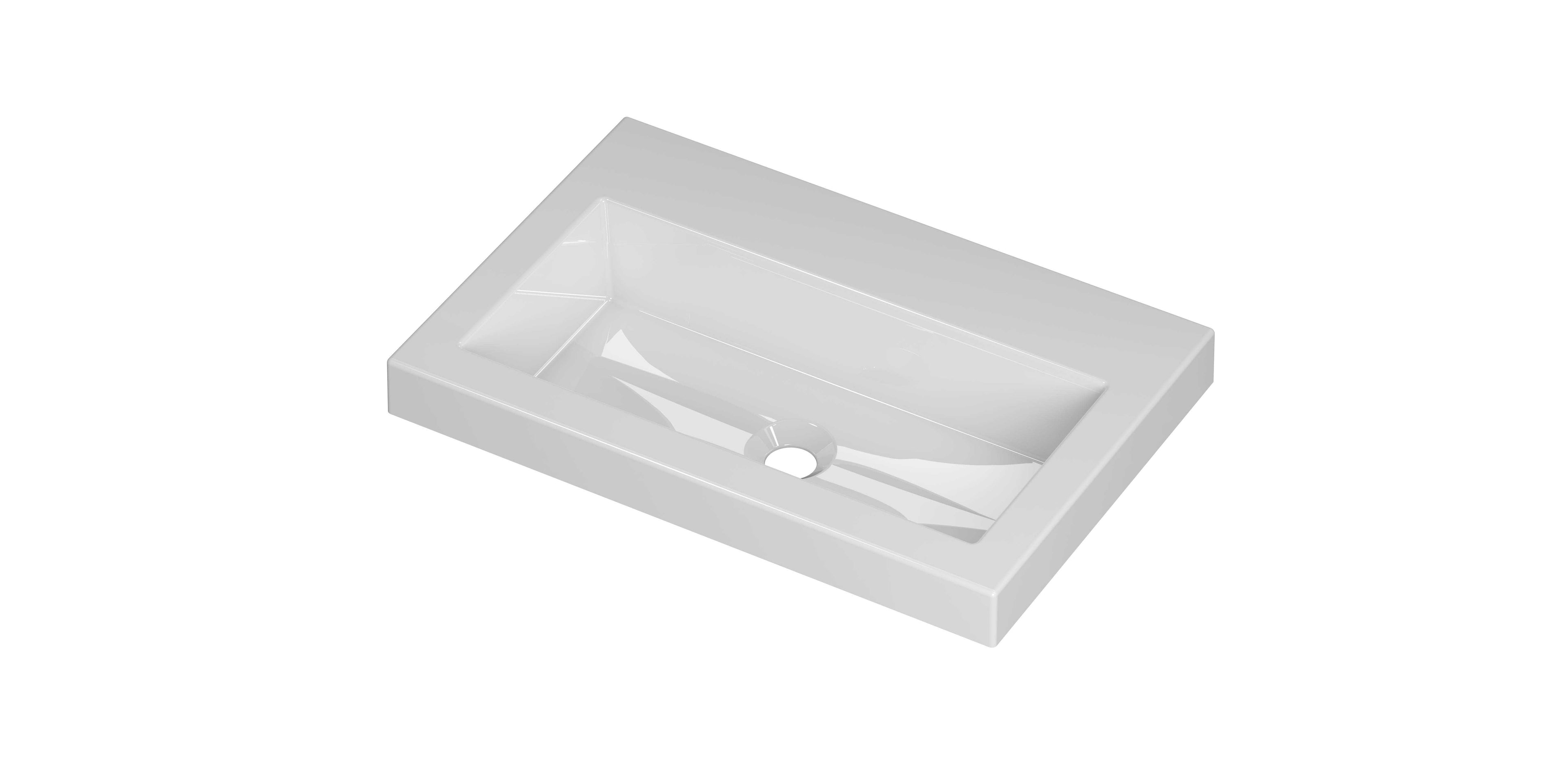 Ink Roots meubelwastafel 60x40cm keramiek - zonder kraangat - glans wit