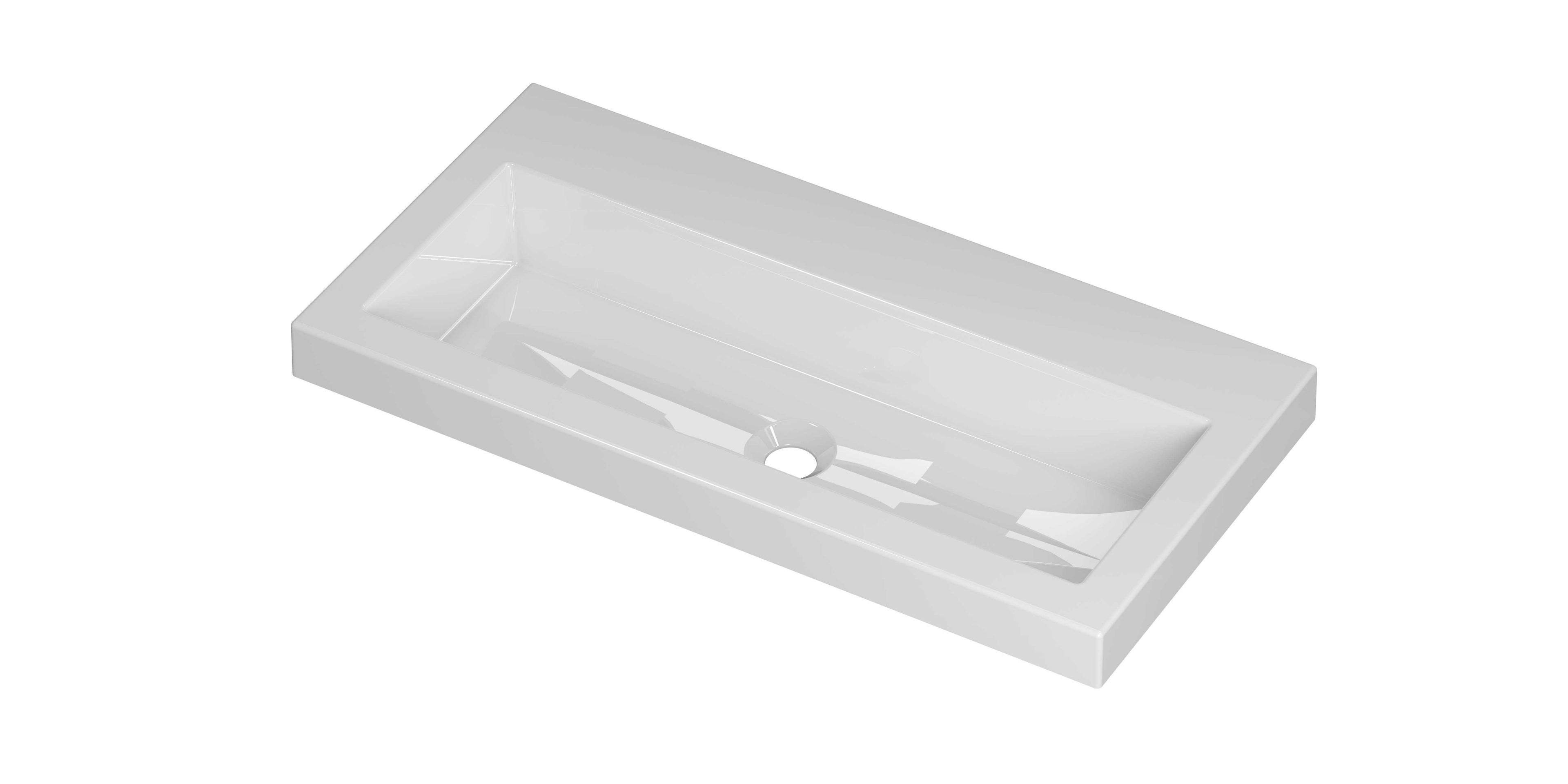 Ink Roots meubelwastafel 80x40cm keramiek - zonder kraangat - glans wit
