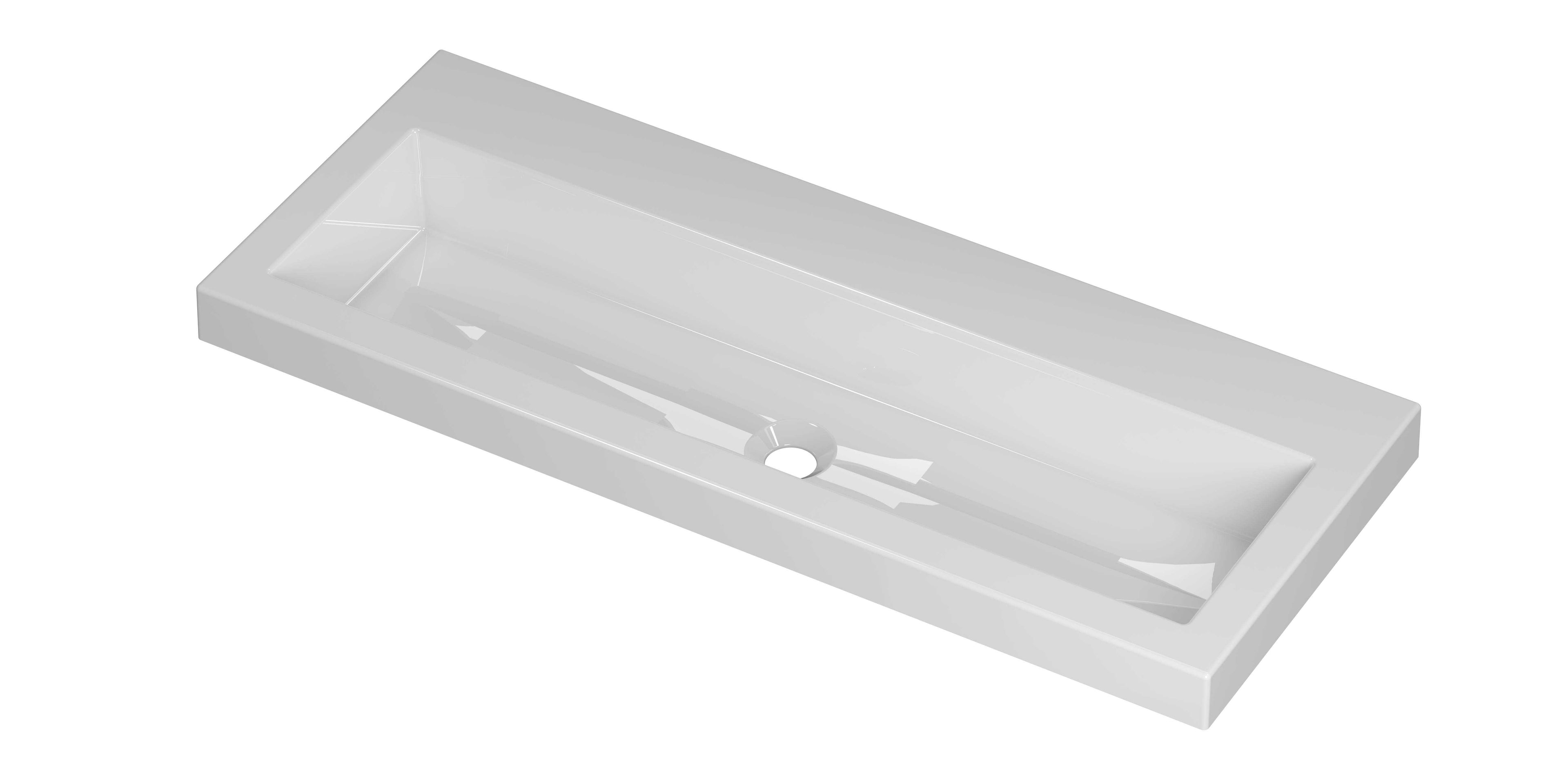 Ink Roots meubelwastafel 100x40cm keramiek - zonder kraangat - glans wit