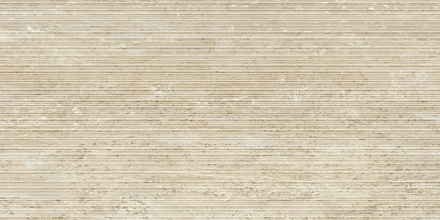 Italgraniti, I Travertini - TR03BAR - Beige Vein Cut, Ribbed, 60x120cm, 9.00mm, Rett.