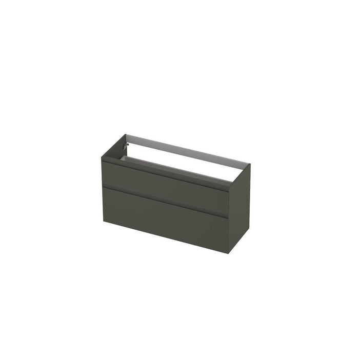 Ink onderkast 120x45cm - greeploos - 2 lades asymmetrisch - mat beton groen