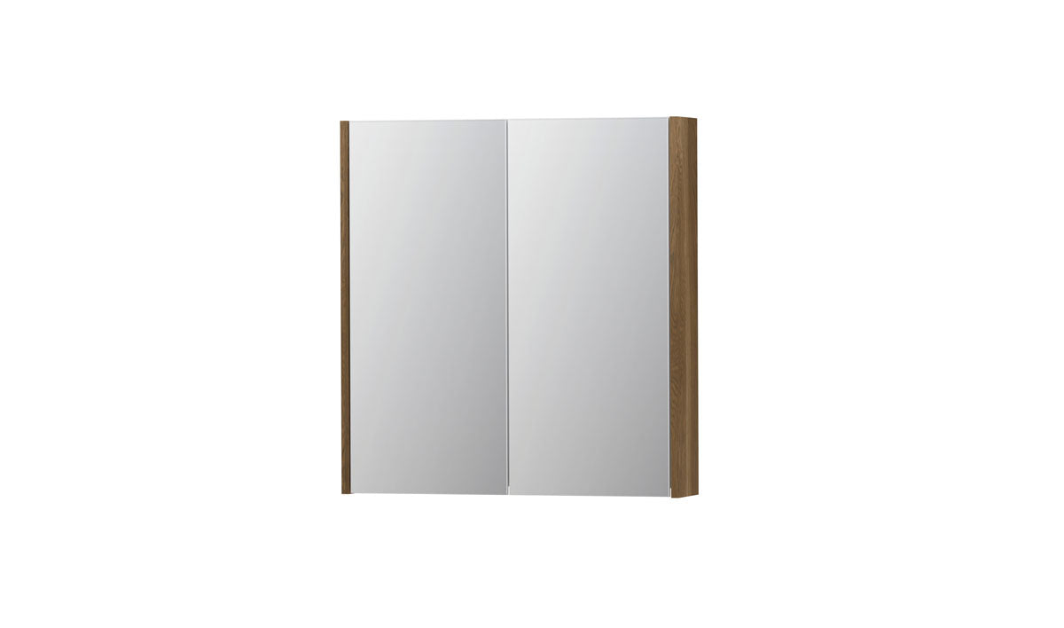 Ink SPK2 spiegelkast 2 deuren - 70x74cm - massief eiken aqua