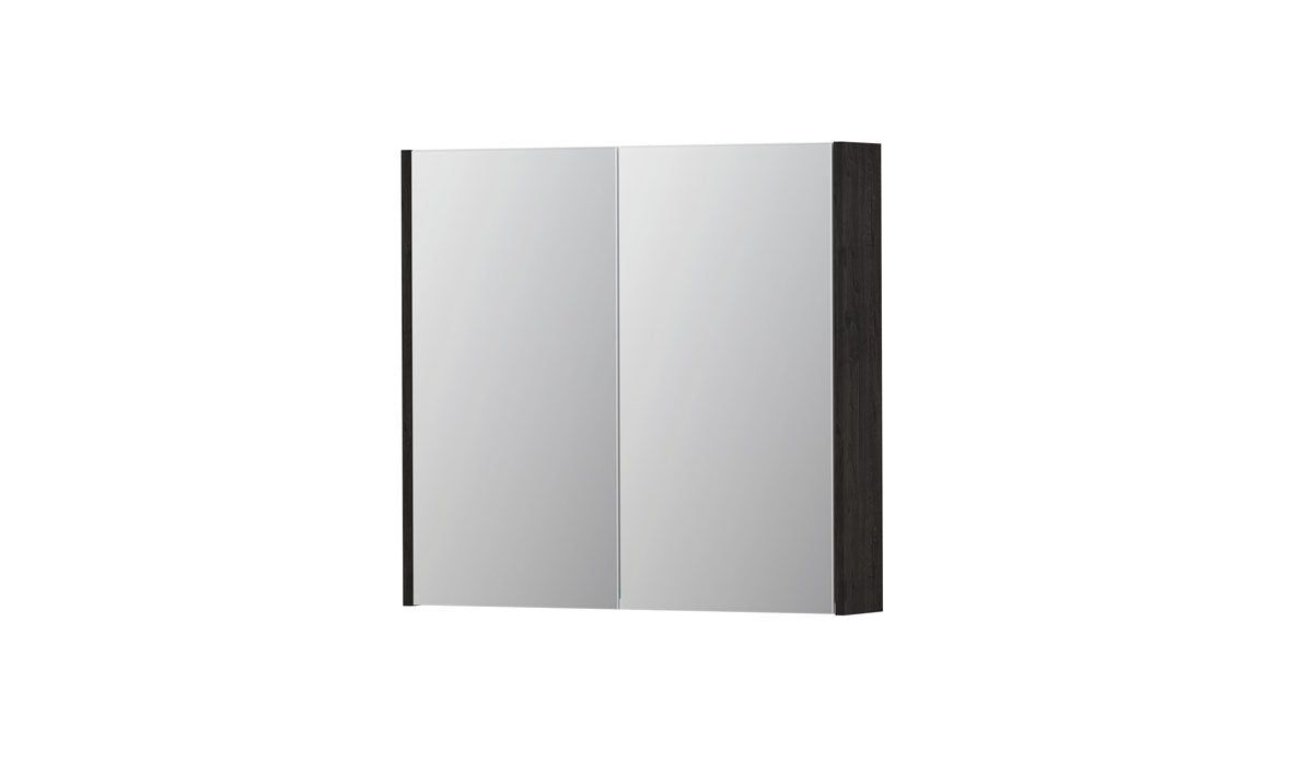 Ink SPK2 spiegelkast 2 deuren - 80x74cm - houtskool eiken