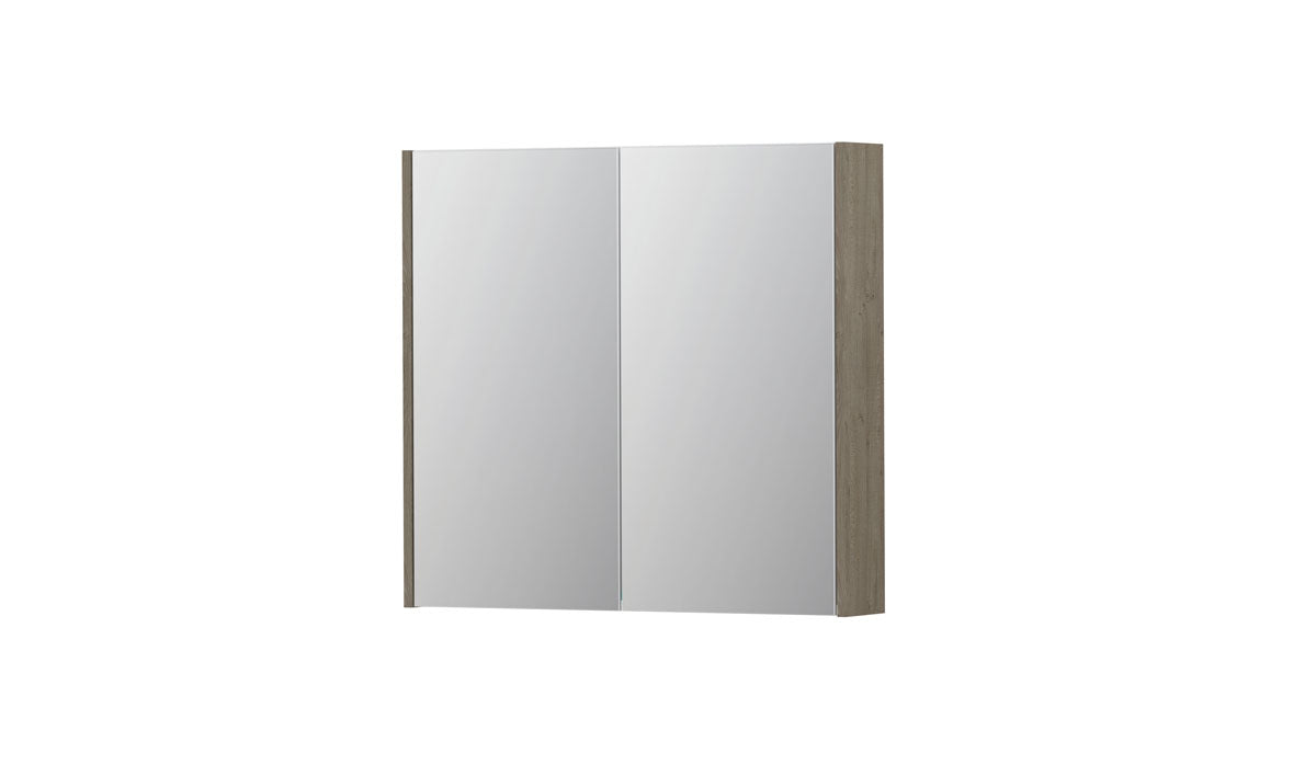 Ink SPK2 spiegelkast 2 deuren - 80x74cm - greige eiken