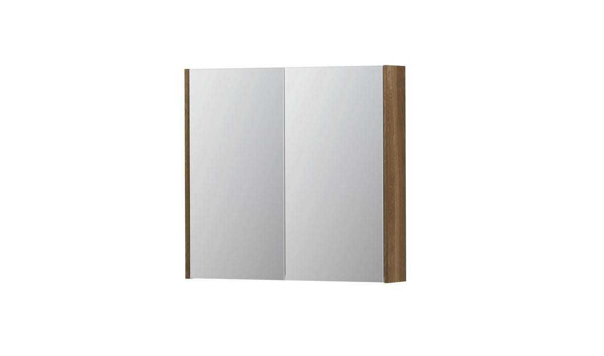 Ink SPK2 spiegelkast 2 deuren - 80x74cm - massief eiken aqua