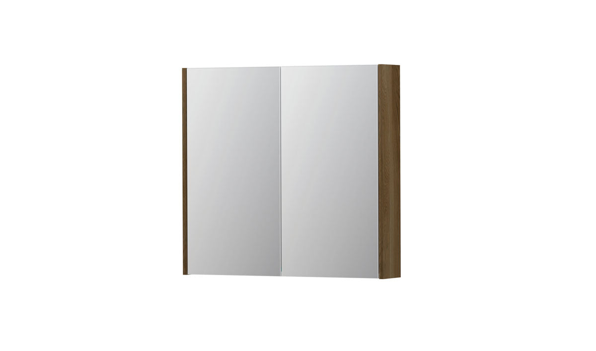 Ink SPK2 spiegelkast 2 deuren - 80x74cm - massief eiken ash grey