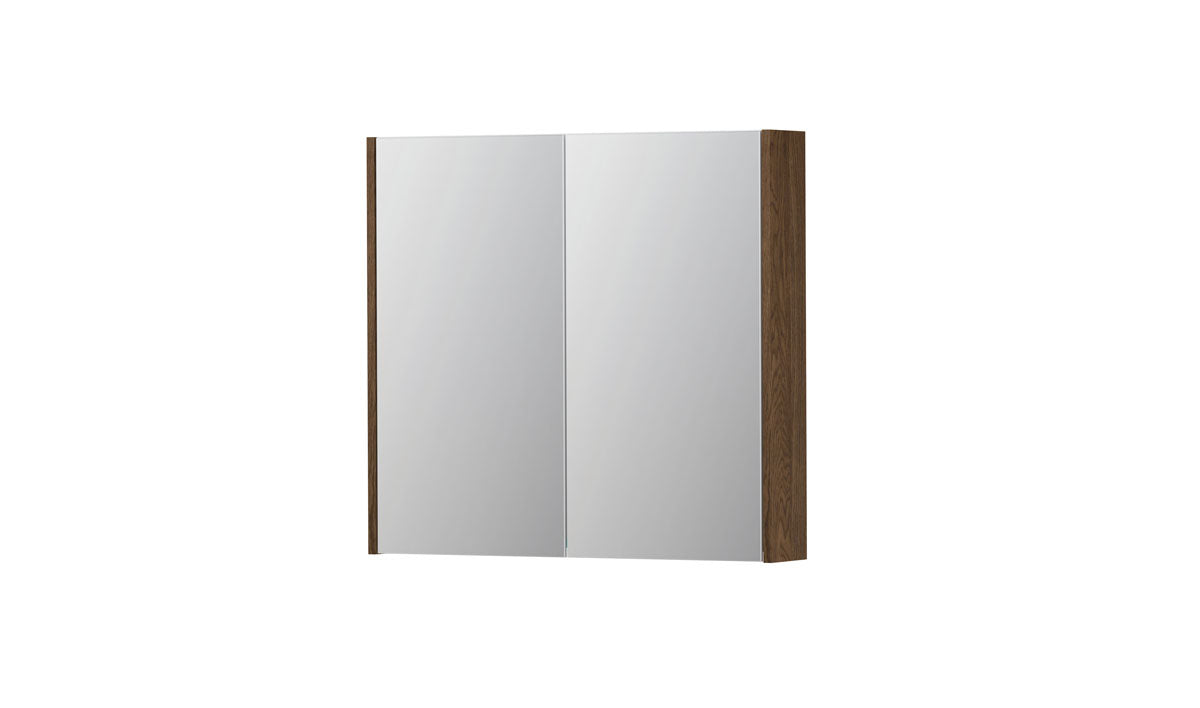 Ink SPK2 spiegelkast 2 deuren - 80x74cm - massief eiken chocolate