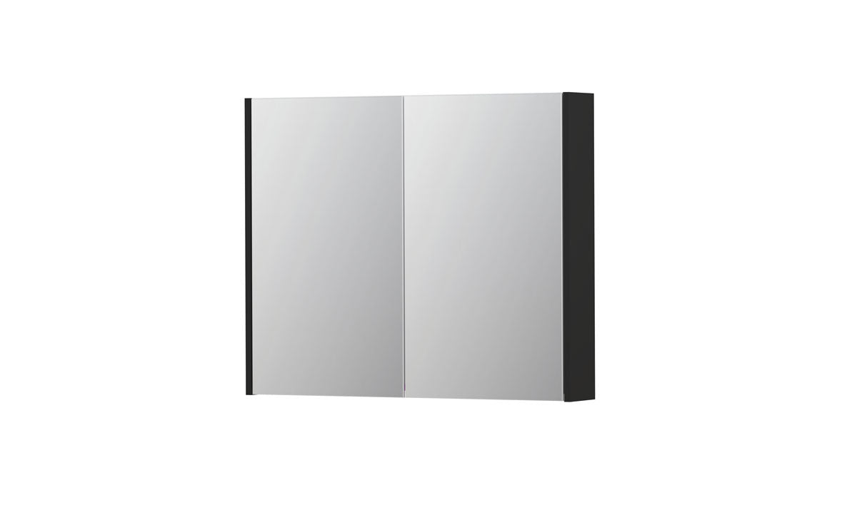 Ink SPK2 spiegelkast 2 deuren - 90x74cm - mat zwart